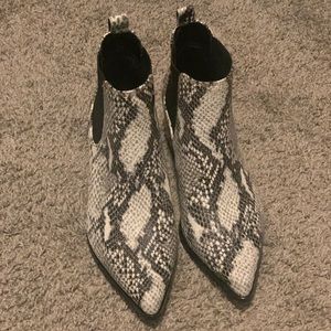 Black and White Snakeskin Booties